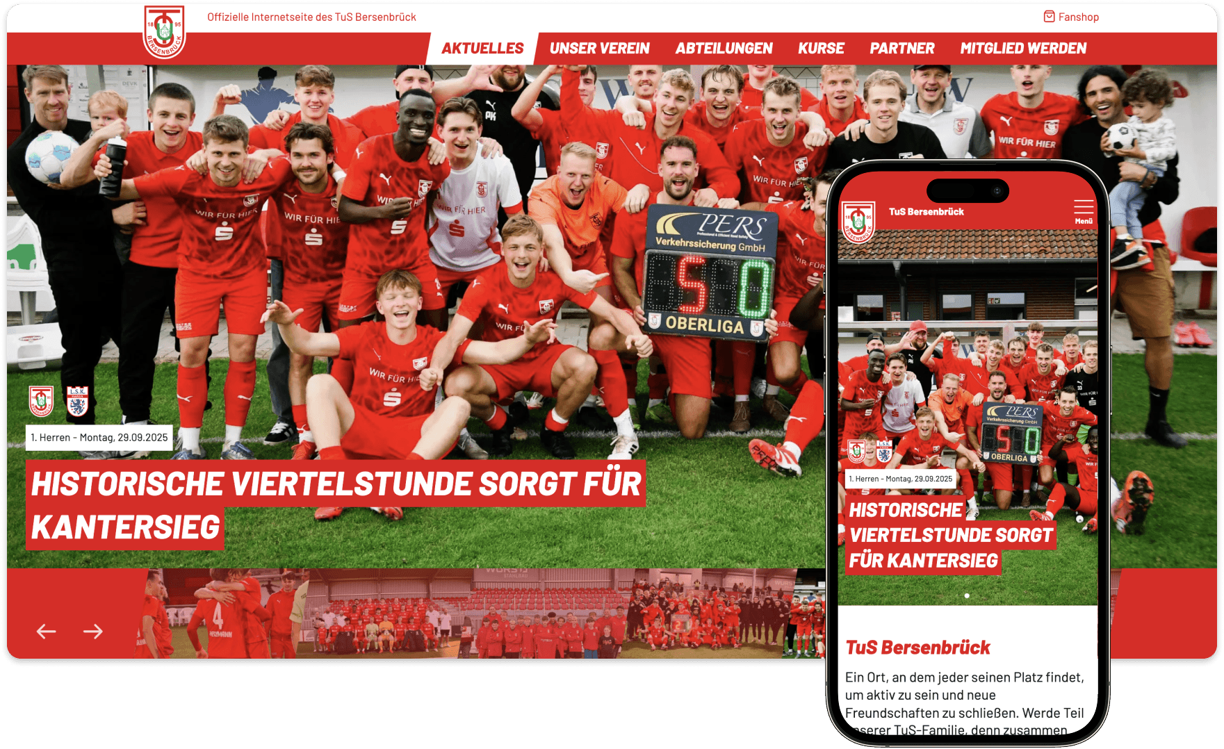 Website und App des TuS Bersenbrück, umgesetzt mit ClubShare